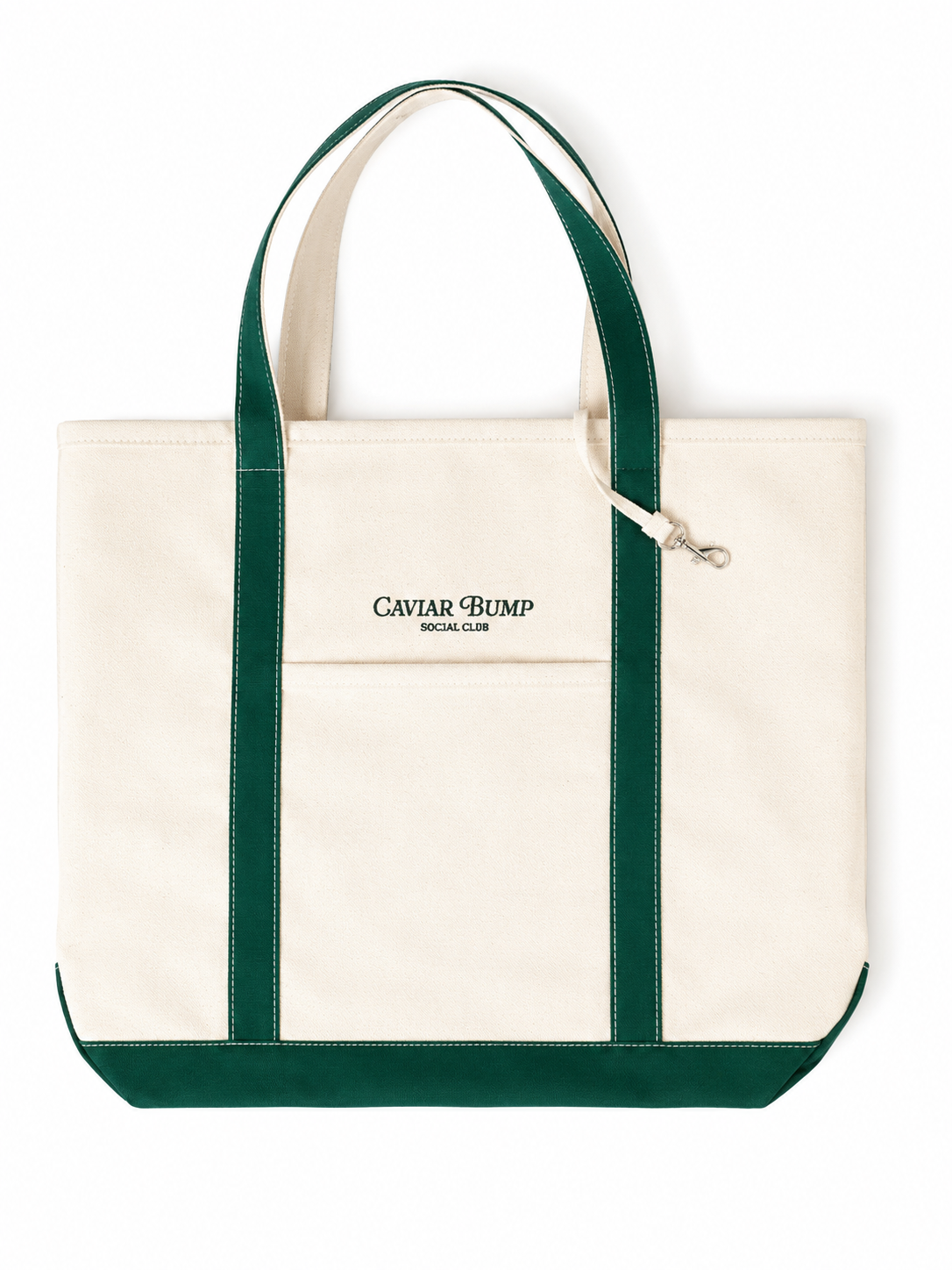 Large Canvas Tote with Embroidered Logo in Green